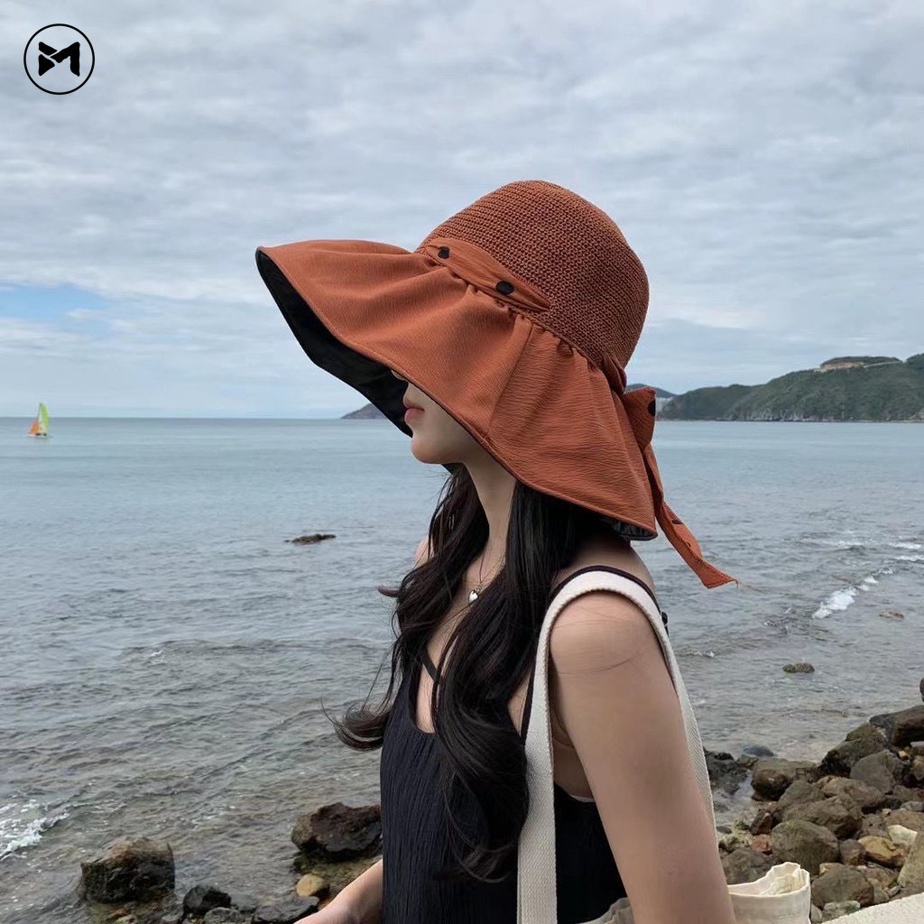 Nón Cói Rộng Vành Che Nắng Chống Tia UV Màu Đen Thời Trang Đi Biển Mới 2023 Cho Nữ
