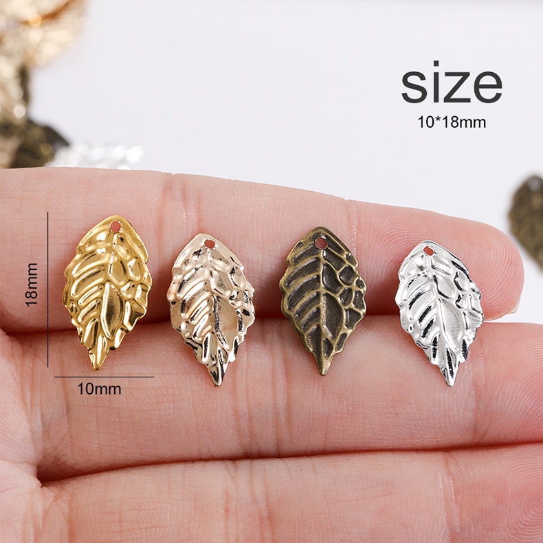 Set 20 Phụ Kiện Làm Trang Sức DIY Hình Chiếc Lá Bằng Kim Loại Có Lỗ Cài