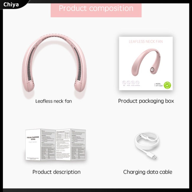 Quạt Đeo Cổ Không Cánh T36 3 Tốc Độ Tùy Chỉnh Kèm Sạc Usb Tiện Dụng Mang Theo Du Lịch