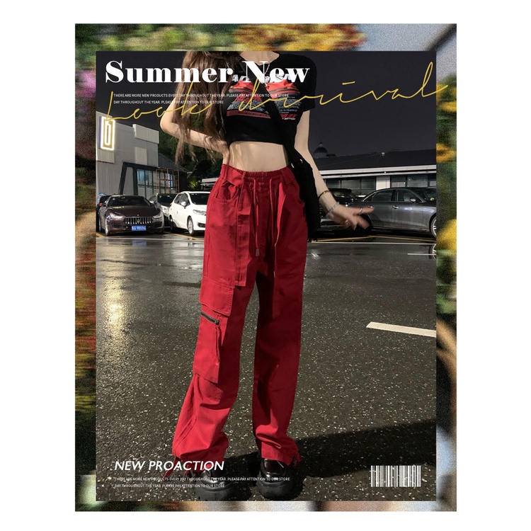 Porozi Quần Công Sở Màu Đỏ Phong Cách Thời Trang Mỹ Dành Cho Nữ