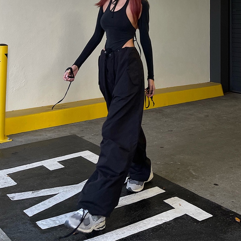 DUNEA Quần Dài Ống Rộng Màu Sắc Đơn Giản Cho Nữ