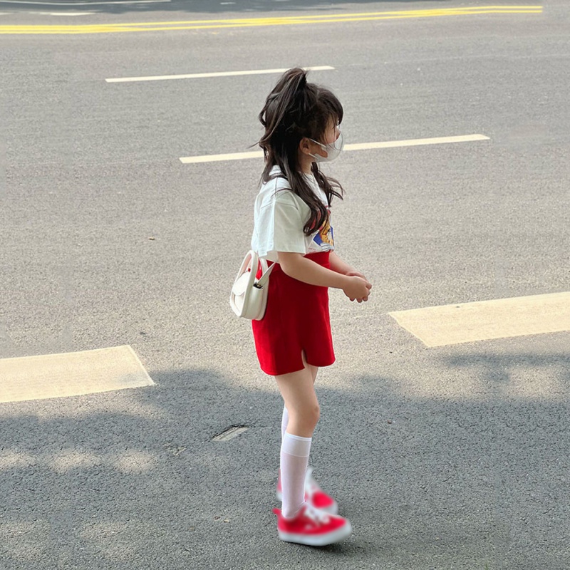 Se7en Set Áo Sơ Mi Ngắn Tay In Hoạt Hình + Chân Váy Thời Trang Mùa Hè Cho Bé