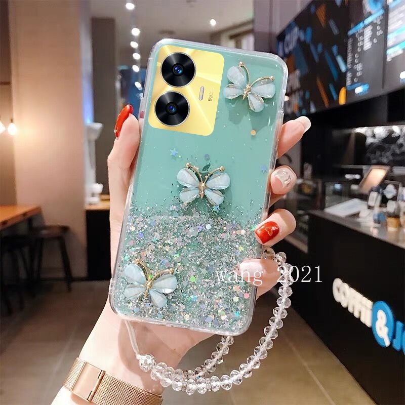 Ốp Điện Thoại Mềm Trang Trí Hình Bướm Lấp Lánh Cho Realme 10T 5G / Realme C55 NFC Realme C33 RealmeC55 2023