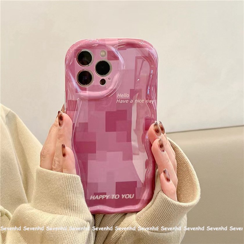 Ốp Điện Thoại Họa Tiết Hoạt Hình Màu Hồng / Đỏ / Sọc Caro Cho IPhone14 13 12 11 Pro Max 8 7 6 6s Plus X Xr Xs Max SE 2020