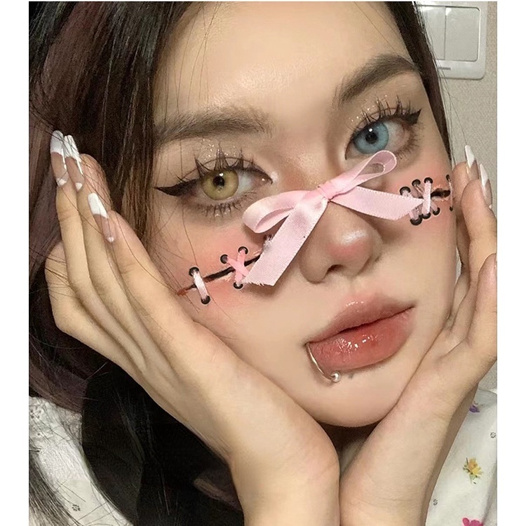 MengJieShangPin Bộ 5 Cặp Lông Mi Giả 3D Hoạt Hình Tự Nhiên Mềm Mại Cong Dày Trong Suốt Tự Nhiên Lông Mi Giả