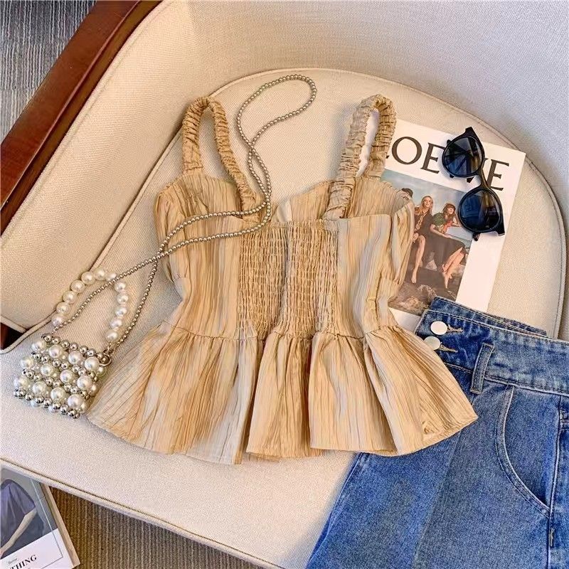 Áo Hai Dây Dáng Ngắn Phong Cách Hàn Quốc Thời Trang Hè 2023 Quyến Rũ Cho Nữ