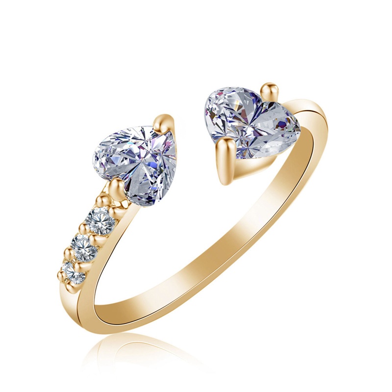 Nhẫn Đồng Hở Hình Trái Tim Đính Đá Zircon Sang Trọng