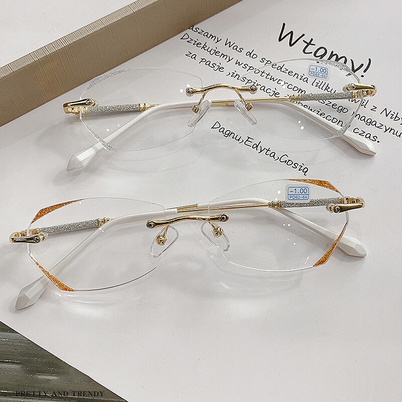 Kính Đọc Sách Không Gọng Cắt Kim Cương Nhẹ Nhàng Cạnh Ánh Sao Cho Nam Và Nữ PTQ