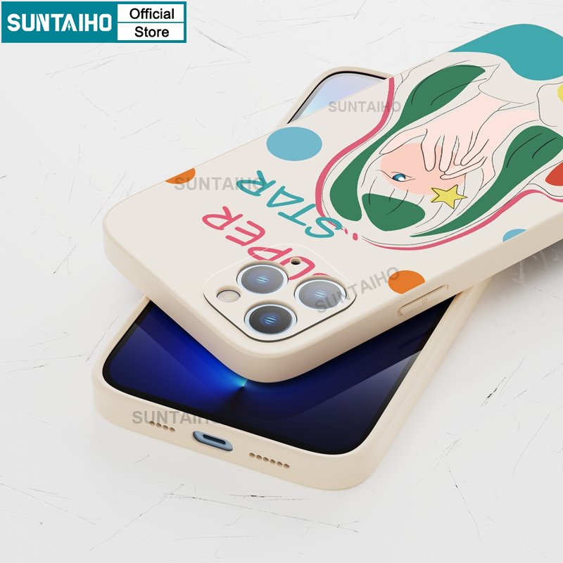Suntaiho Ốp Điện Thoại Silicon Mềm Chống Rơi Hình Cô Gái Nghệ Thuật Cho iPhone 11 Pro Max 14 12 13 XS X XR XS Max 7 8 Plus