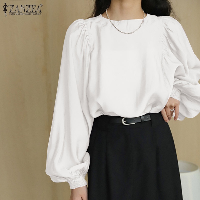 Zanzea Áo Nữ Tay Dài Phồng Cổ Tròn Thời Trang Hàn