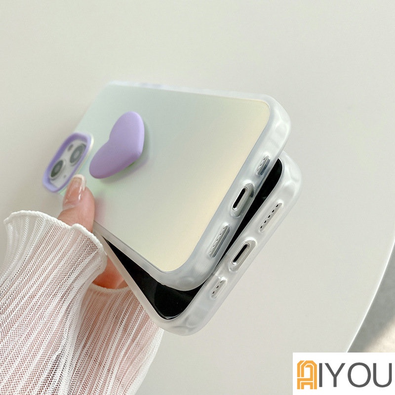 Ốp Điện Thoại Mềm Chống Sốc Hình Trái Tim 3D Màu Gradient Dễ Thương Cho iPhone 14 Pro Max 13 11 XS Max XR 12