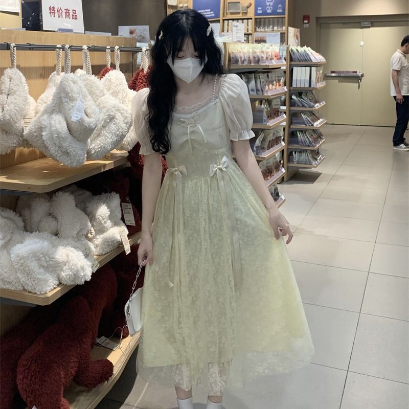 Đầm Tay Phồng Phối Ren Kiểu Pháp Thời Trang Mùa Hè Ngọt Ngào