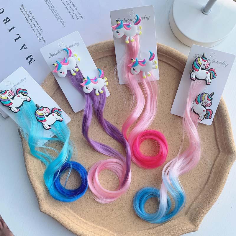Kẹp Tóc Bé Gái - Kẹp Pony Gắn Tóc Giả Xoăn Nhiều Màu Cho Bé QiQiShop