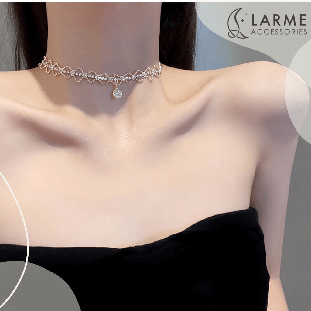 Choker nữ, choker đính đá điệu đà bánh bèo larme accessories- DC0113