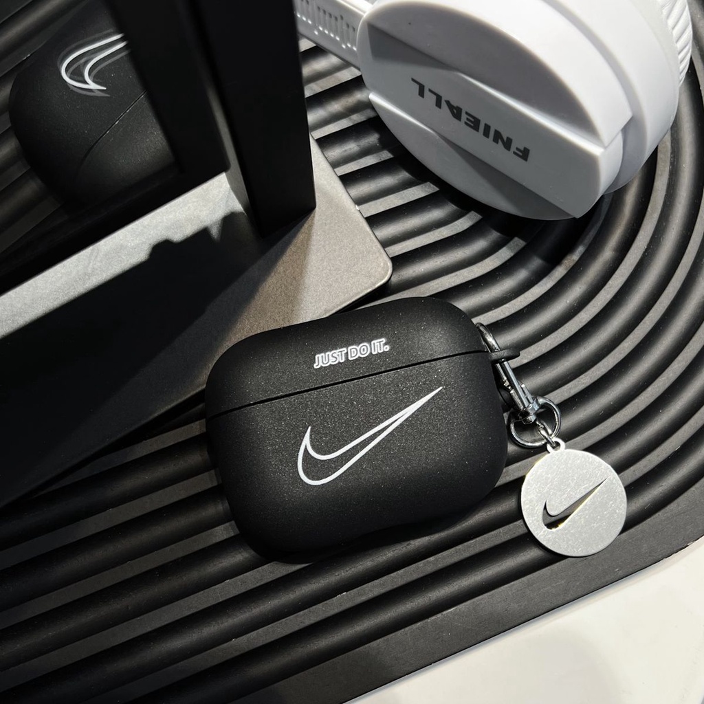 Vỏ Bảo Vệ Hộp Sạc Tai Nghe Airpods Pro 2 1 3 Không Dây Chất Liệu TPU Mềm Hình Tròn Họa Tiết Móc Đen Chống Thất Lạc