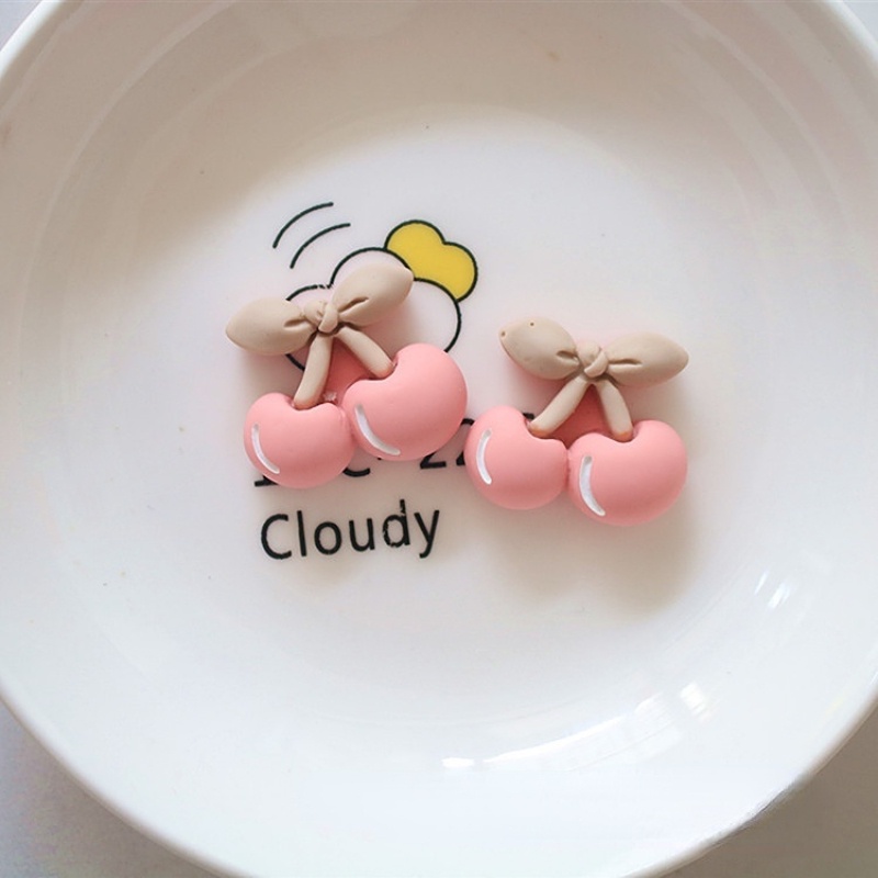 Set 10 Phụ Kiện Trang Trí Điện Thoại / Kẹp Tóc Hình Trái Cherry Bằng Resin DIY