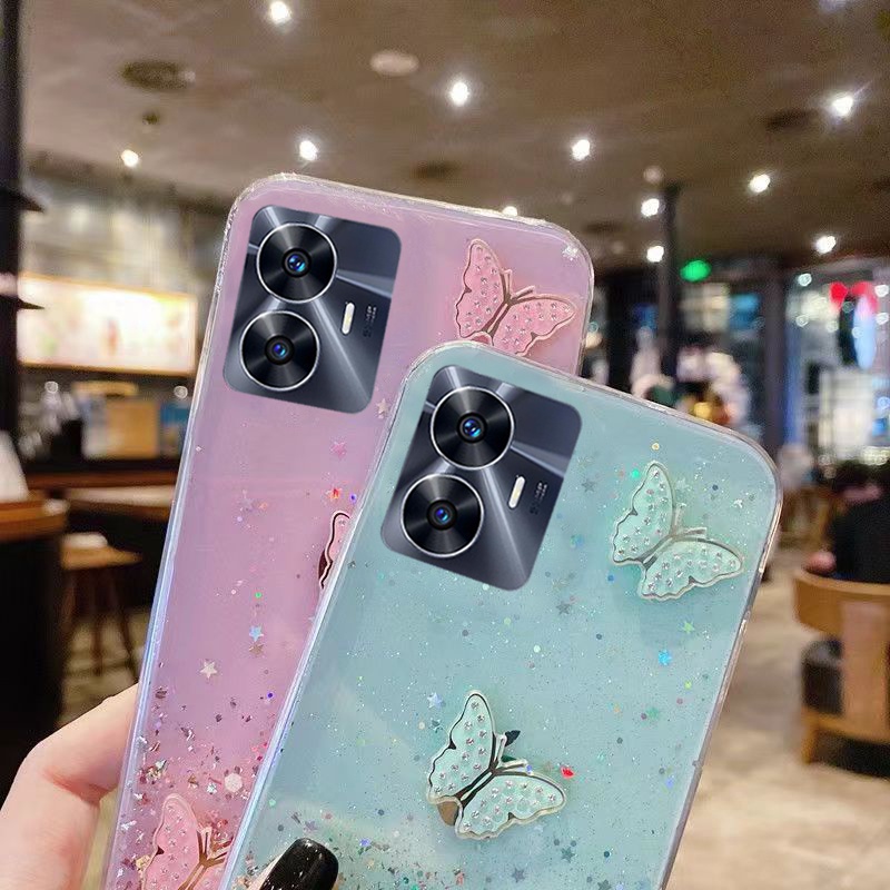 Ốp Điện Thoại Mềm Trong Suốt In Hình Bướm Cho Realme C55 C30 C35 C31 8T OPPO A58 A78 A1 Pro A97 A57