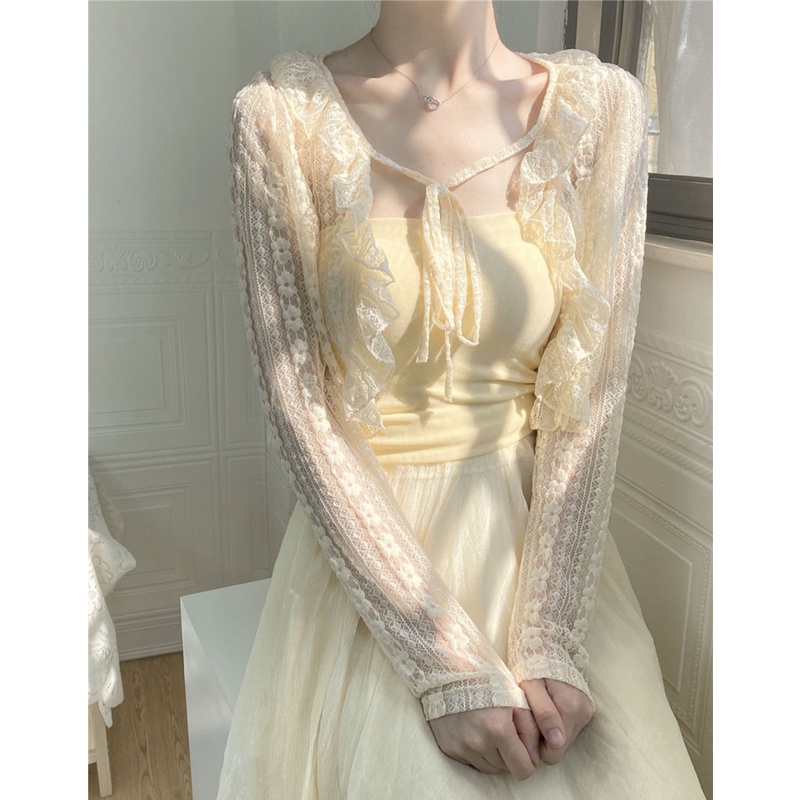 Áo Khoác Cardigan Ren Ngắn Phong Cách Thời Trang Mới 2023