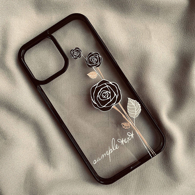 Beautiful Black Rose Apple 13/14Promax Phone Case Iphone11/12 Transparent Xrxs Drop-Resistant Female IteO