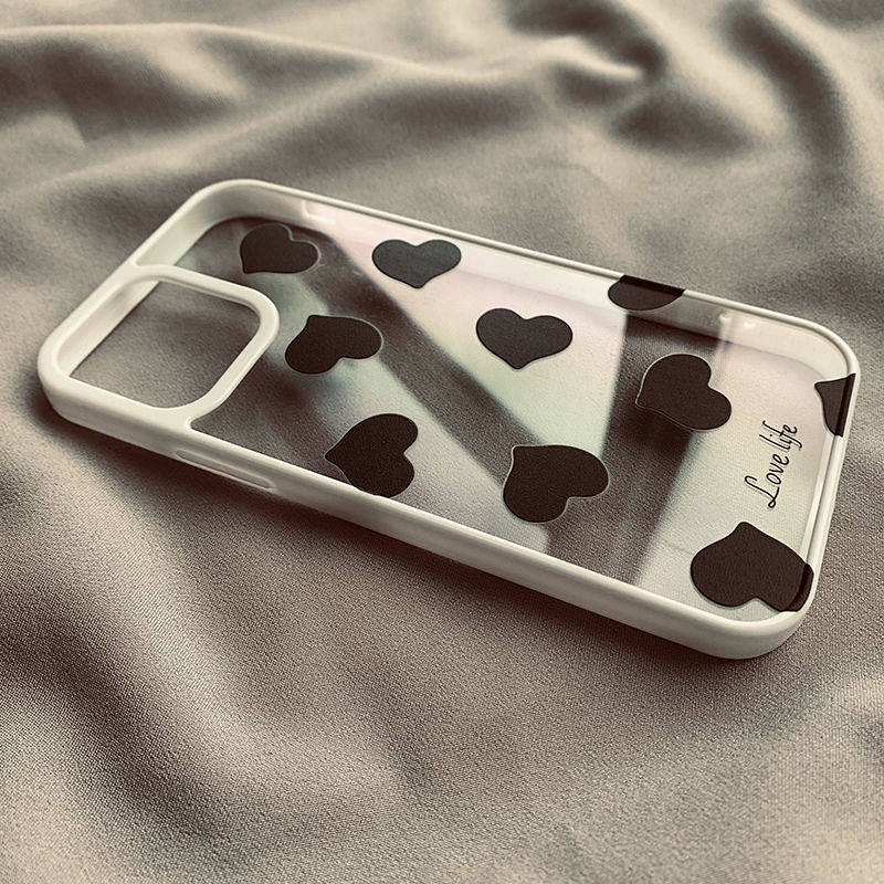 Beautiful Black Love Apple 13/14Promax Phone Case Iphone11/12 Transparent Xrxs Drop-Resistant 78 Women l6aX