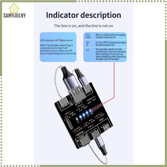 Bảng Mạch Kiểm Tra Cáp Dữ Liệu Nhanh Tương Thích Với Iphone Android Usb Type C