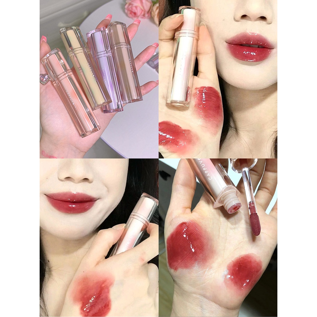 Son Bóng Dạng Thạch Cappuvini Trong Suốt Dưỡng Ẩm Chống Nước Không Dễ Phai