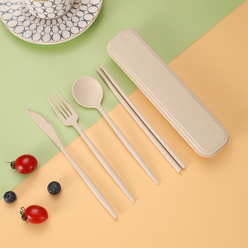 Set 4 Dụng Cụ Ăn Uống / Đũa / Nĩa Bằng Thép Không Gỉ Thân Thiện Với Môi Trường Mang Đi Du Lịch Tiện Lợi