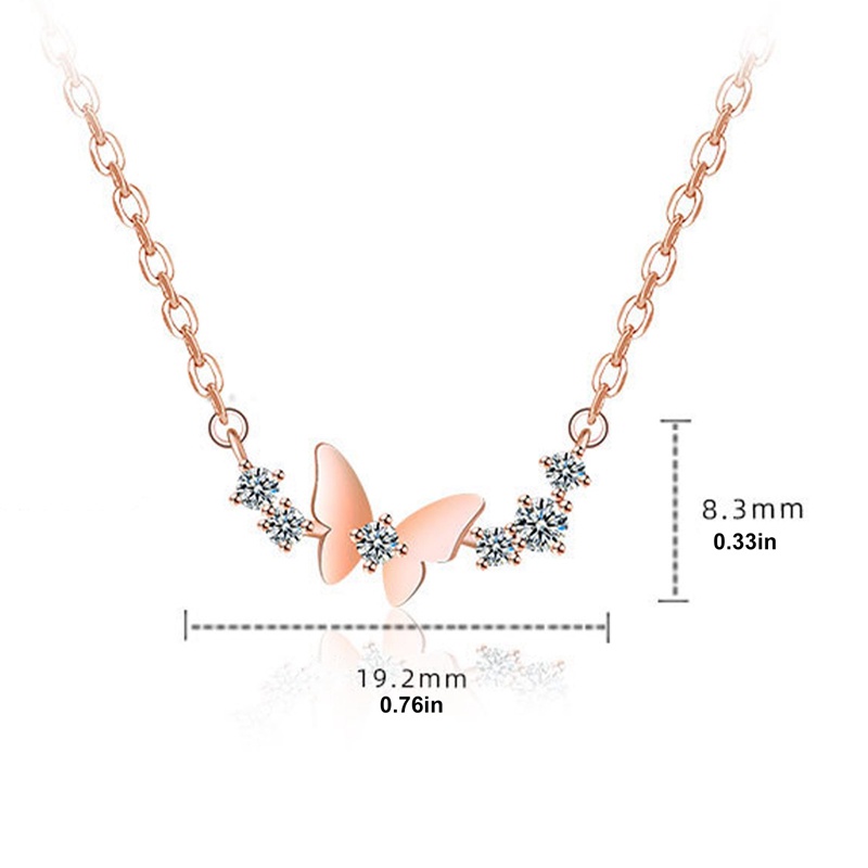 Vòng cổ Mạ Bạc 925 Mặt Hình Bướm Đính Đá Xinh Xắn Cho Nữ