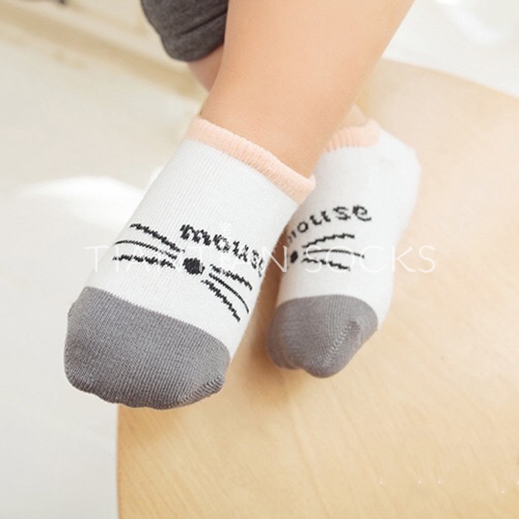 TIAN TIAN T273 Vớ tất trẻ em (0 -1 Tuổi）vớ em bé, vớ baby Cotton Cổ Thuyền Chống Trượt In Họa Tiết Hoạt Hình Dễ Thương