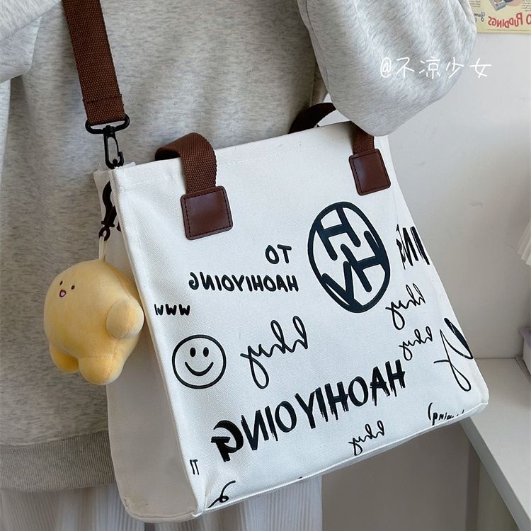 Túi Xách Canvas Cỡ Lớn Thiết Kế Đơn Giản Thời Trang Cho Học Sinh