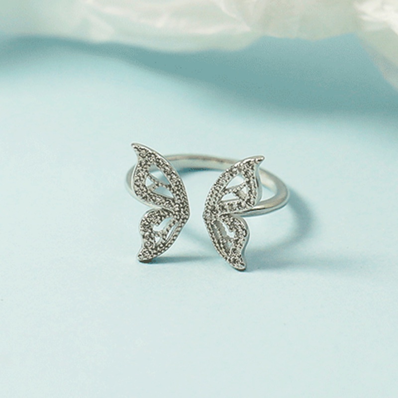 Nhẫn mở có thể điều chỉnh kích thước hình bướm phong cách ngọt ngào thời trang cho nữ