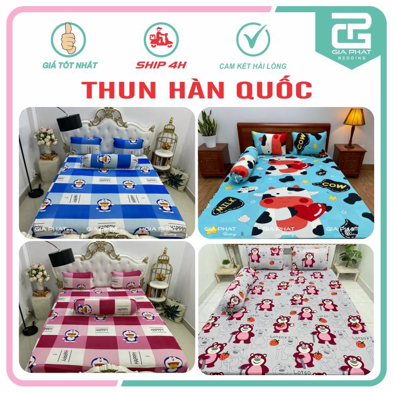 Ga Giường, drap lẻ Thun Lạnh Hàn Quốc mẫu hoạt hình  được chọn mẫu