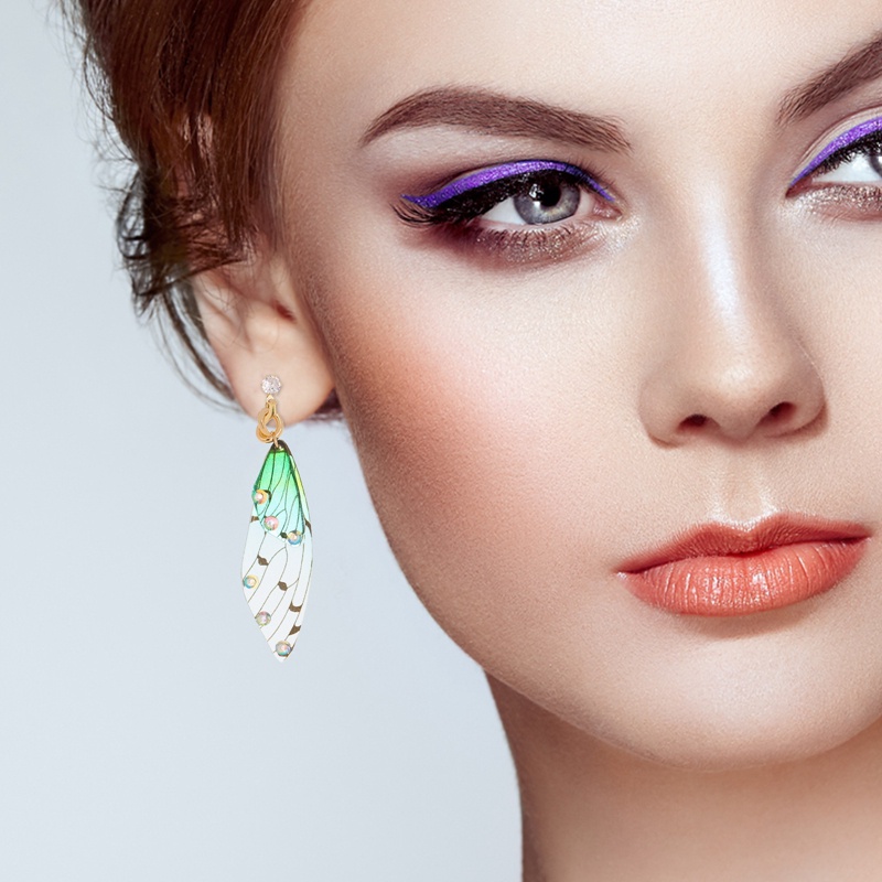 Khuyên Tai Nữ Trang Dáng Dài Tạo Hình Cánh Bướm Độc Đáo