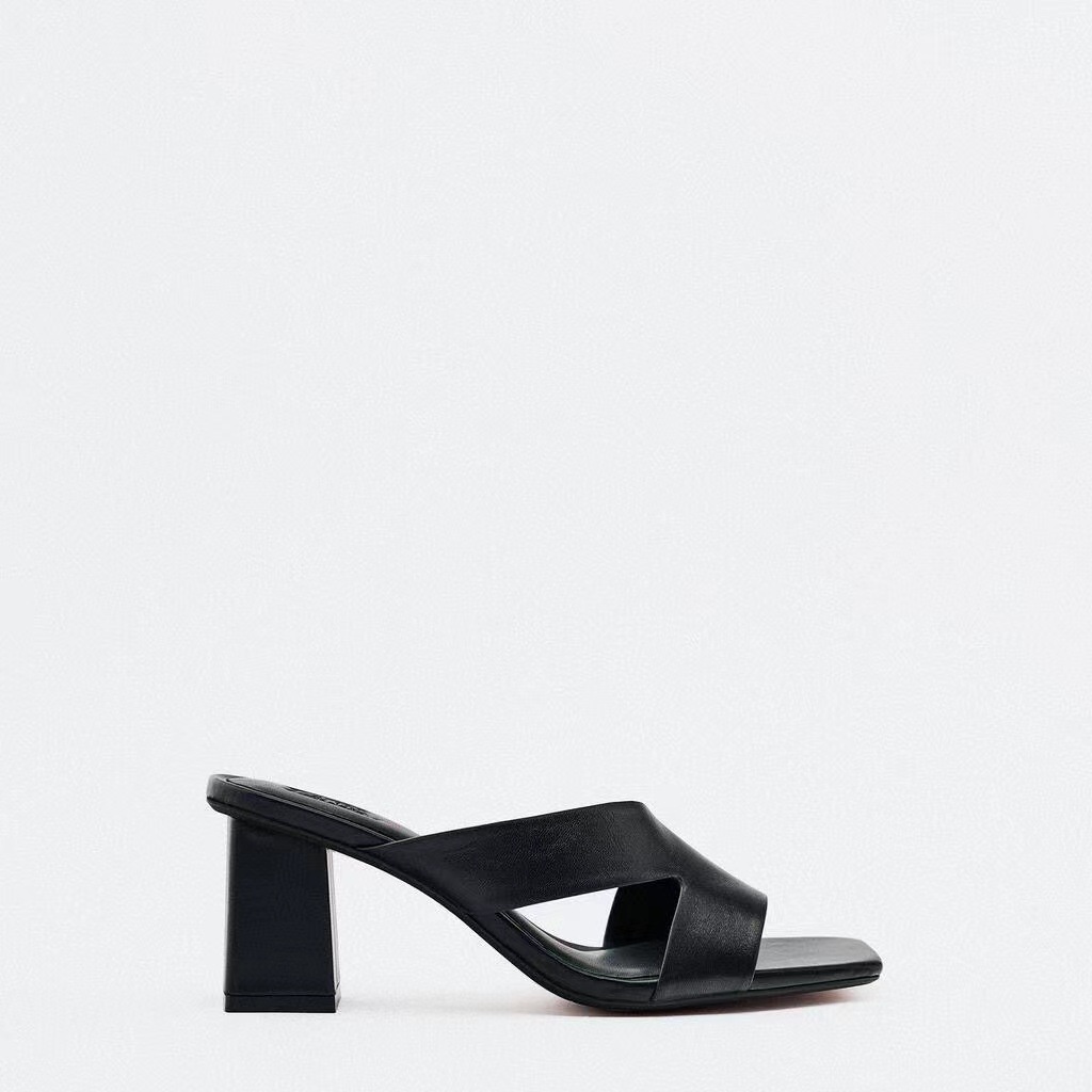 Xăng Đan Cao Gót Mũi Vuông Bằng Da Thời Trang Mùa Thu 2022 Dành Cho Nữ