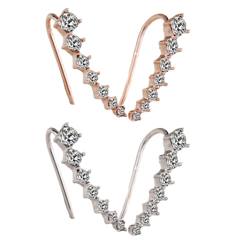 Đôi Khuyên Tai Nữ Đính Đá Thiết Kế Đơn Giản Thời Trang