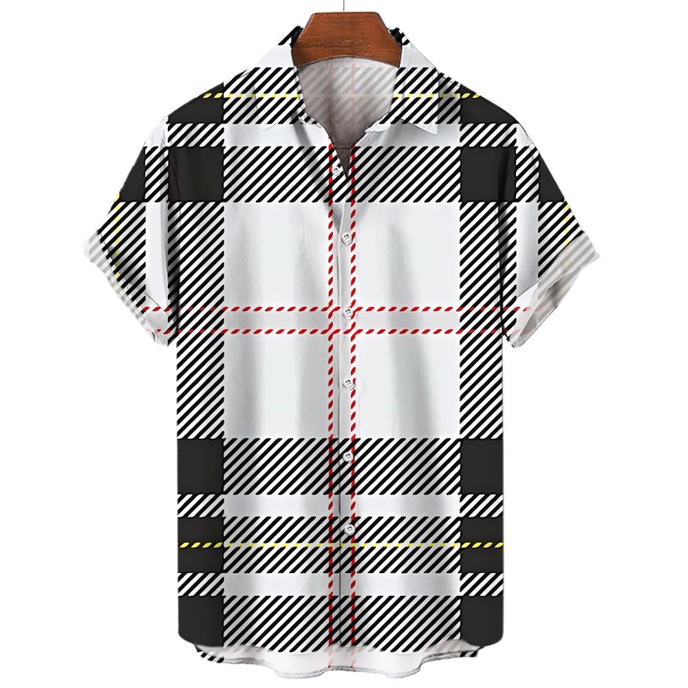 Áo Sơ Mi Tay Ngắn Kẻ Sọc 3d Thời Trang Cho Nam