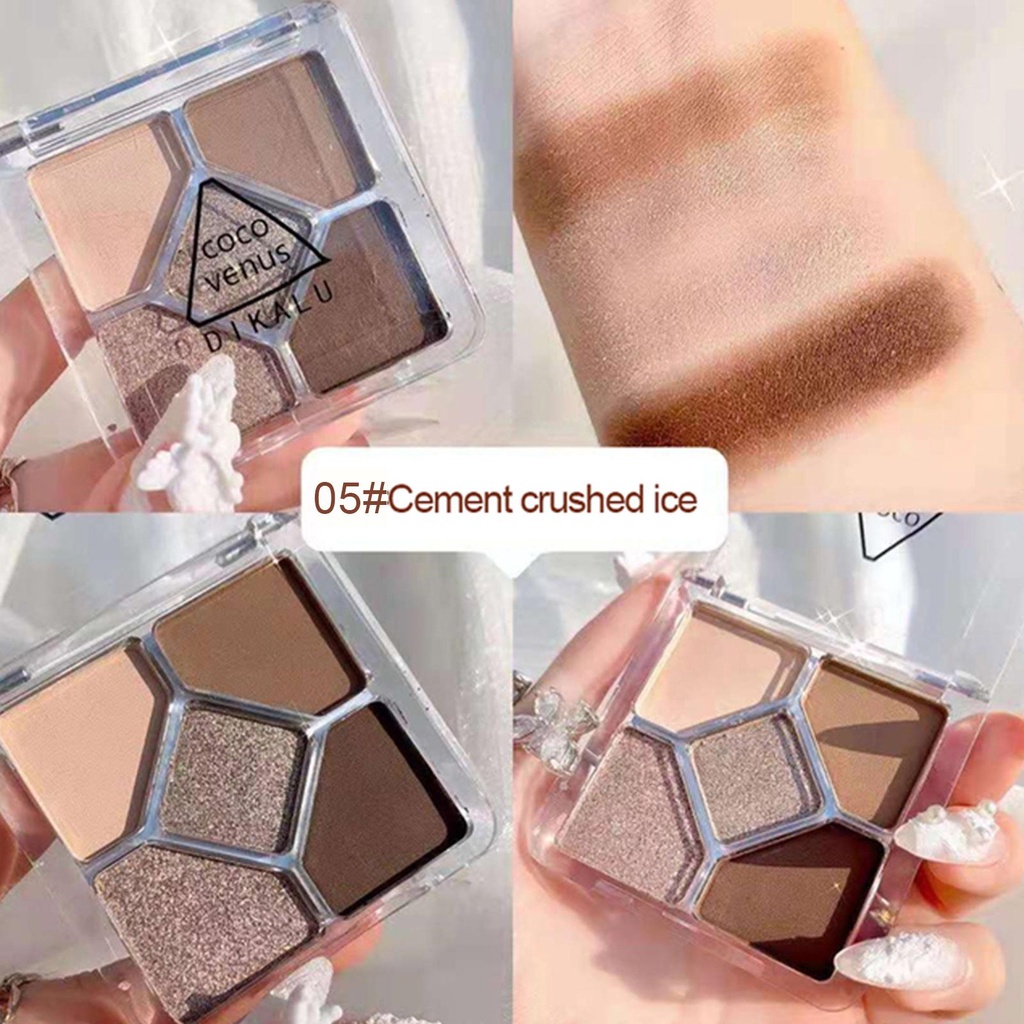 Bảng Phấn Mắt 5 Màu Nhũ Lì Ánh Ngọc Trai Tông Hồng Hàn Quốc Trang Điểm Tiện Dụng H9G3