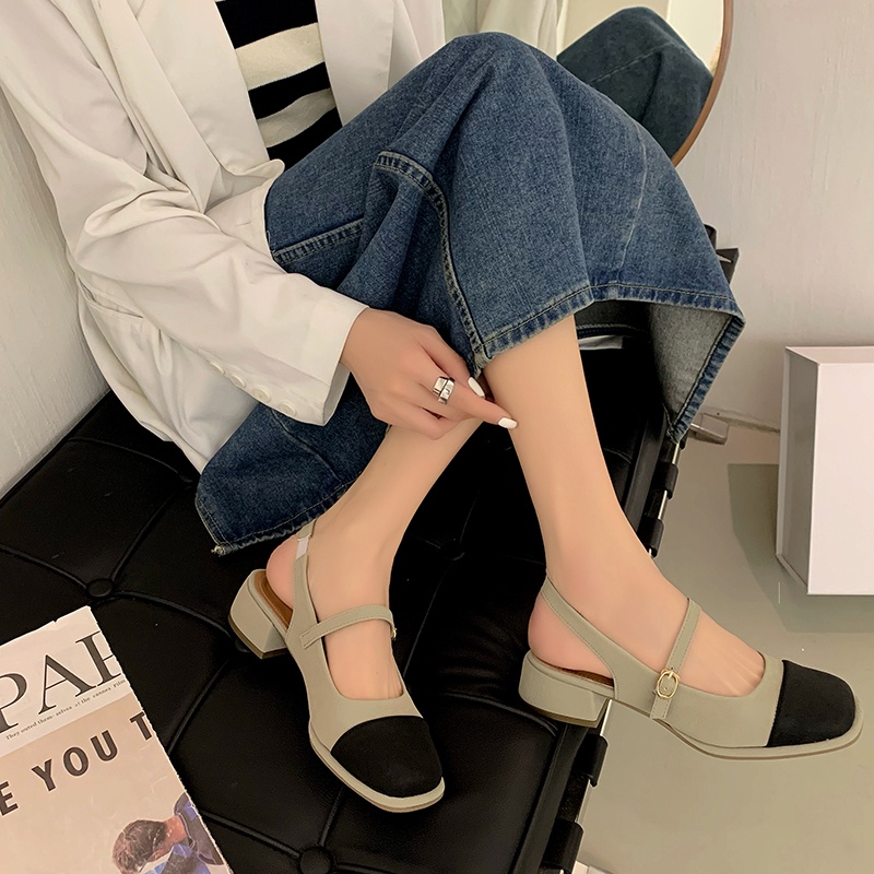 Xăng đan Cao Gót Mũi Vuông Chống Mòn Thời Trang Cho Nữ