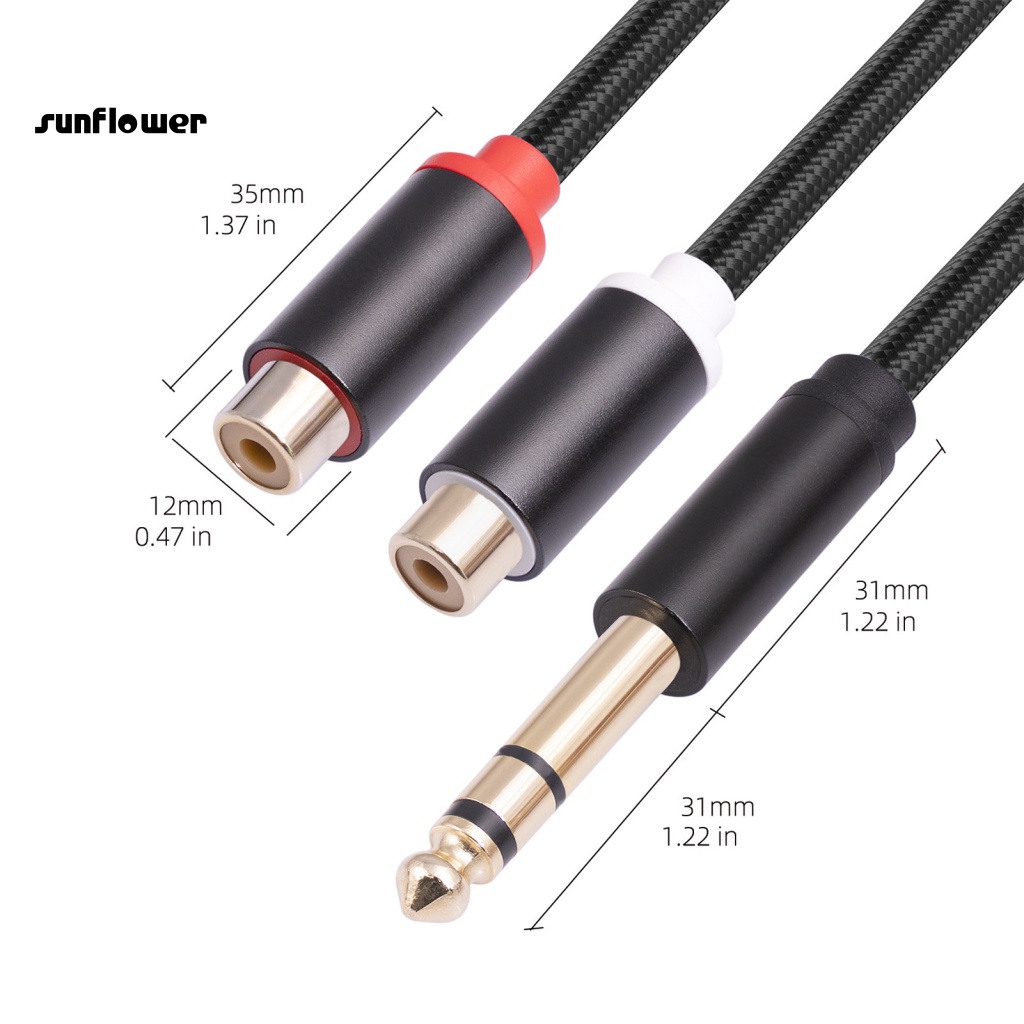 Cáp Âm Thanh Kỹ Thuật Số Chống Xé 6.35mm Male Sang Dual RCA Female Ốp