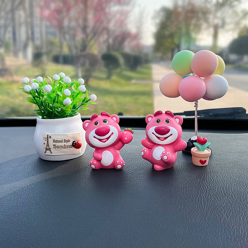 Strawberry Bear Car Small Ornaments Dashboard Car Accessories Cute Doll Ins Style Car Decoration Car Interior Supplies PNUE