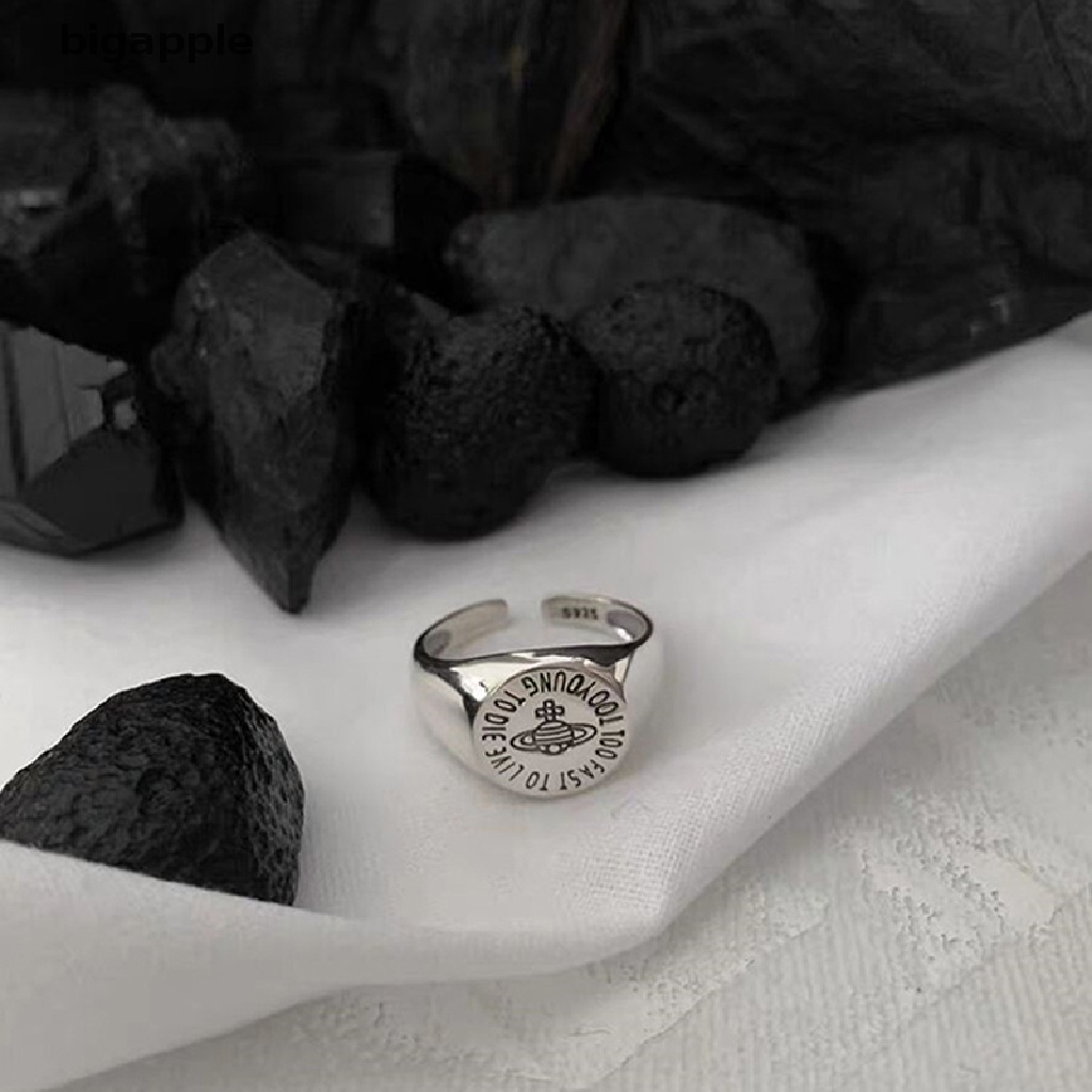 Bigapple Nhẫn Hở Chạm Khắc Hành Tinh Màu Bạc Đơn Giản Cổ Điển Có Thể Điều Chỉnh Làm Quà Tặng Trang Sức Tiệc Tùng RDG