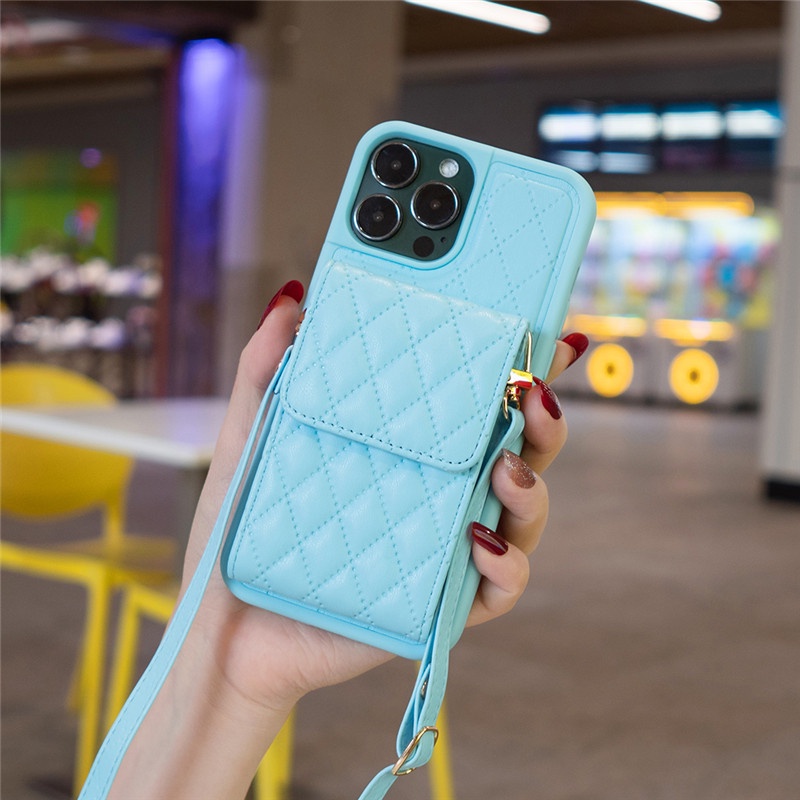 Ốp Điện Thoại Da Dạng Túi Đeo Chéo Hình Thoi Cho IPhone 11 XR XS Max I8 I7I6 Plus SE2 Se3