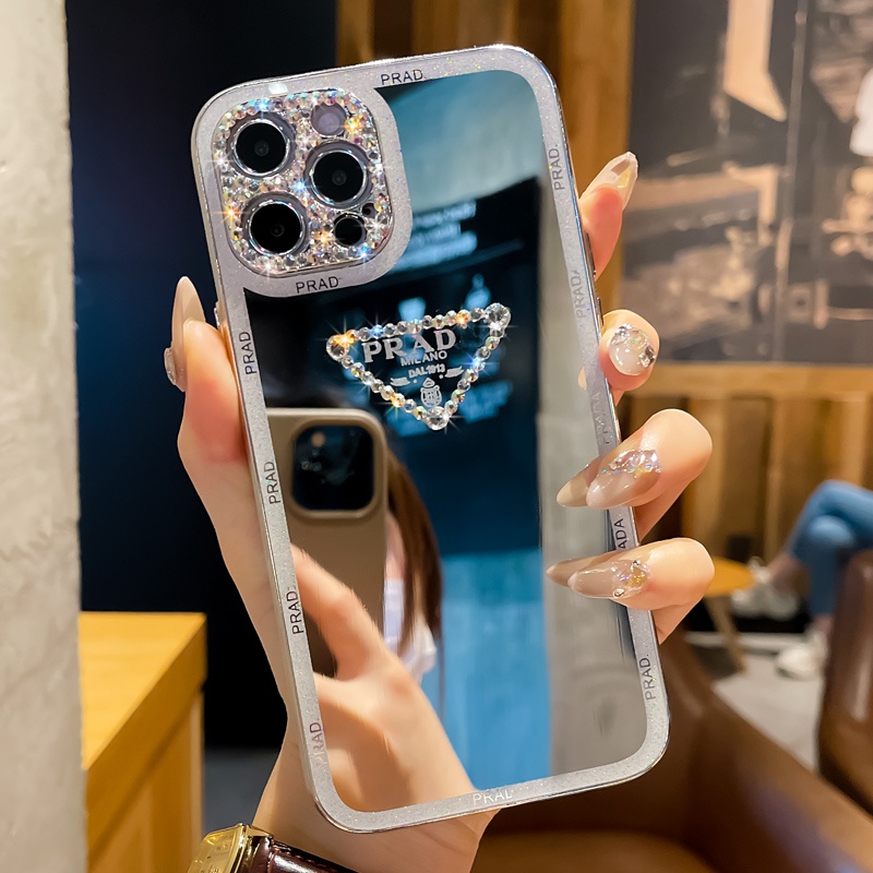 PRADA Ốp Điện Thoại Mềm Mạ Điện Chống Rơi Cho IPhone 14proamx 13 Pro Max Ins 12 Pro Max 11 Pro Max Xsmax Xs Xr