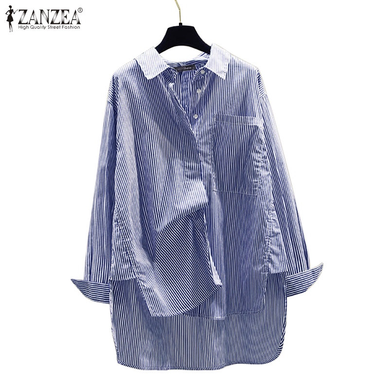 Zanzea Áo Sơ Mi Nữ Dài Tay Cổ Bẻ Thời Trang Hàn