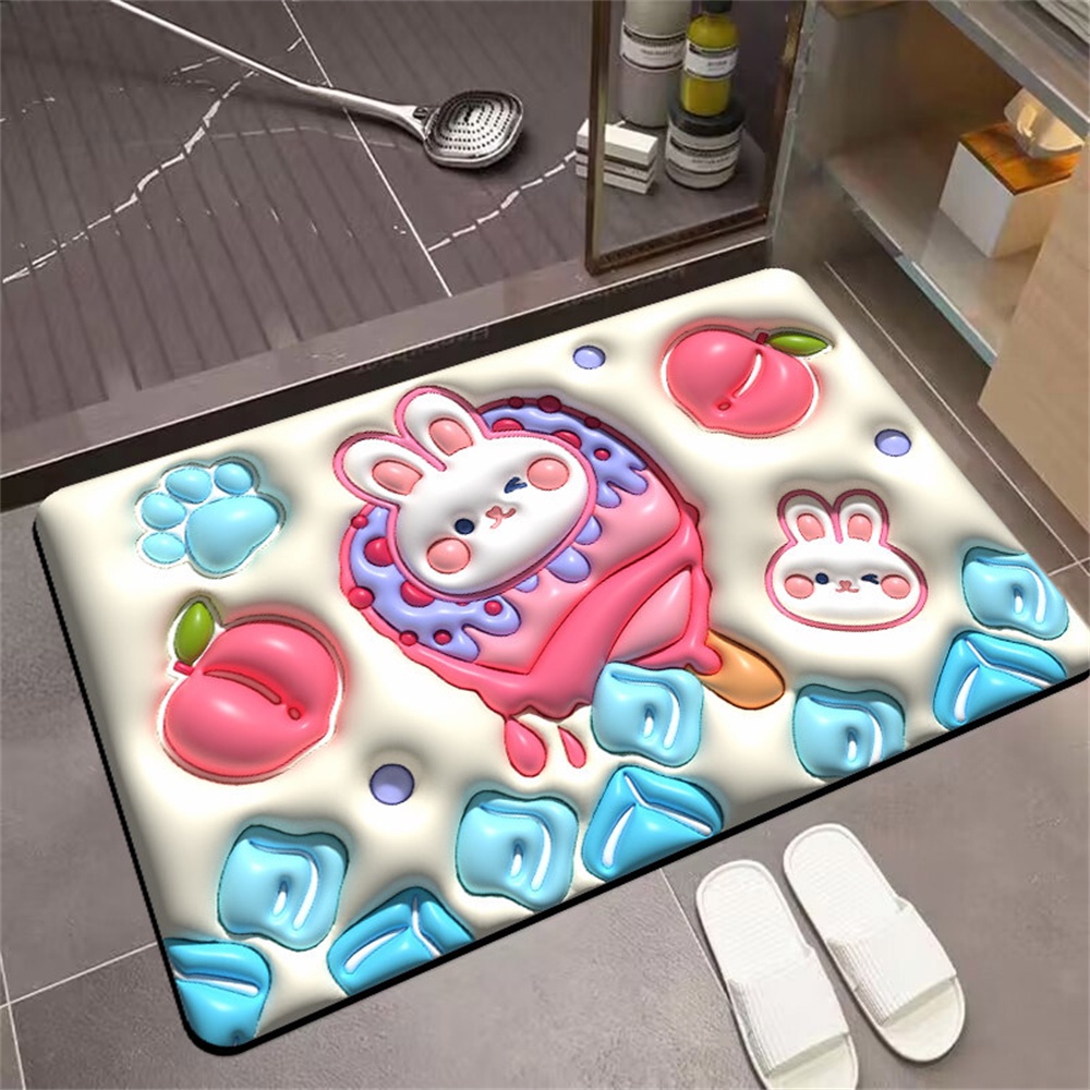 Thảm Lót Sàn Nhà Tắm Thấm Hút Nước Nhanh Khô In Họa Tiết Hoạt Hình 3D