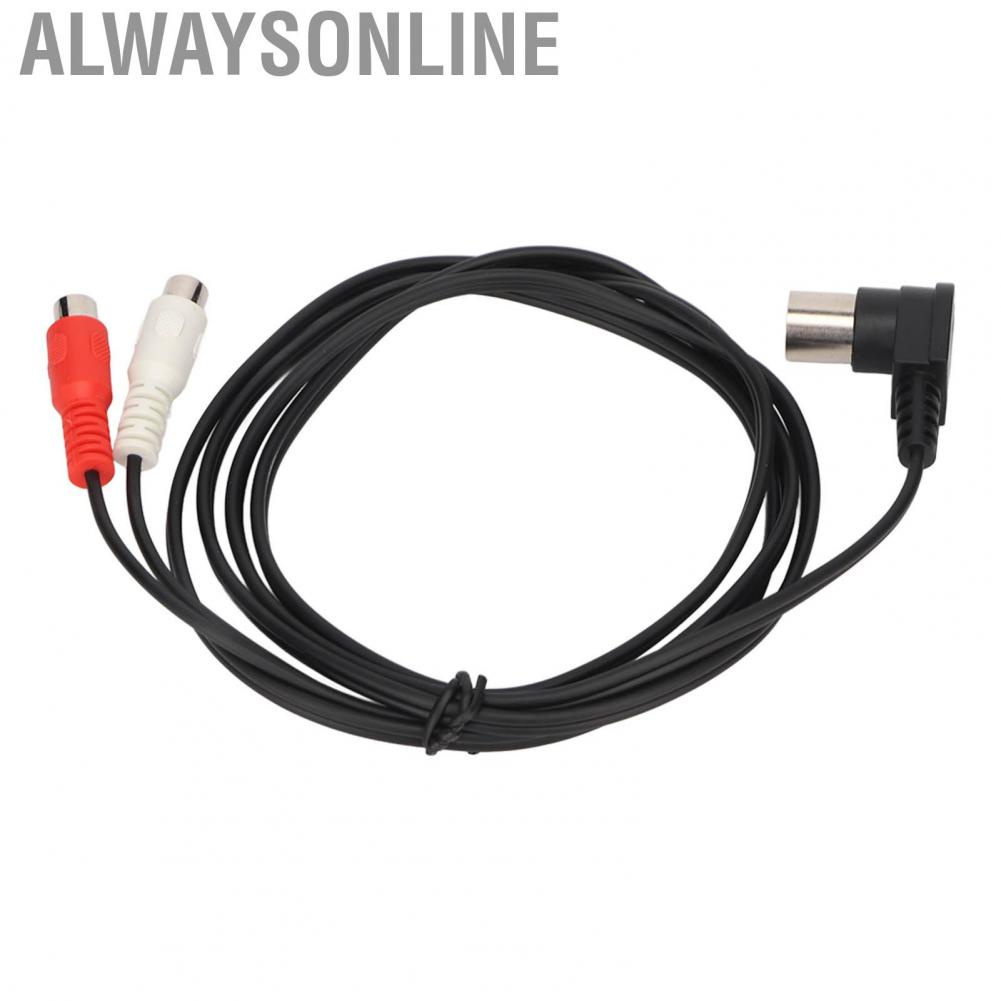 Alwaysonline 2RCA Connection Cable  DIN 5Pin Male To Female Pure Copper Core Double Shielded High Accuracy 4.9ft for AV Equipment