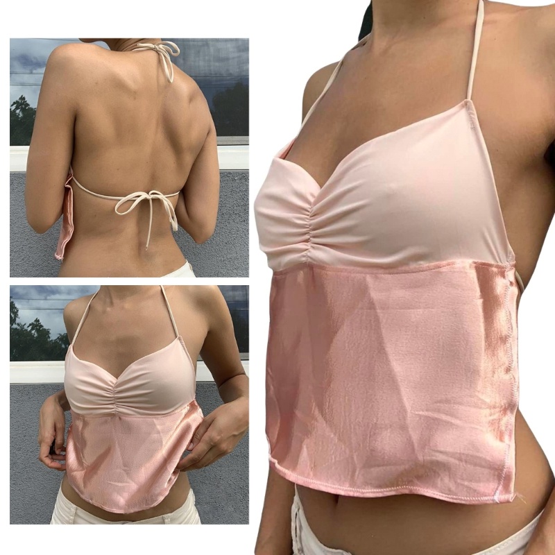 Áo Croptop Hai Dây Cổ Chữ V Gợi Cảm Cho Nữ