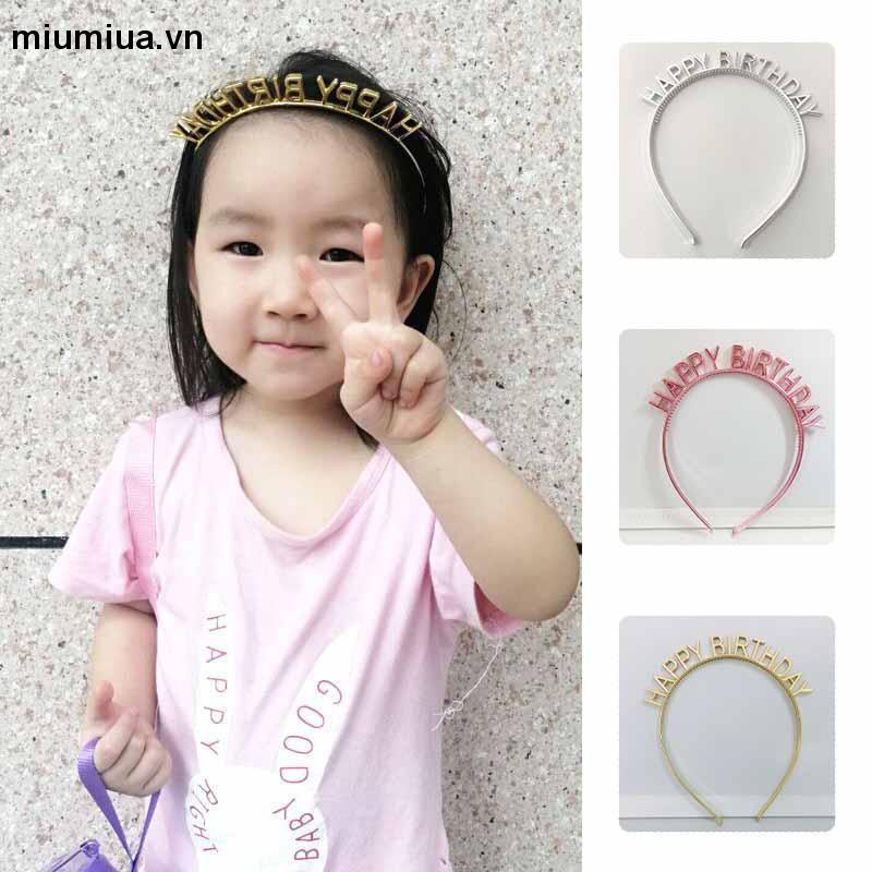 miumiuaCài Tóc Chữ HAPPY BIRTHDAY, Bờm Tóc Sinh Nhật Đính Đá Kim Cương Lấp Lánh Sang Trọng Dành Cho Nữ