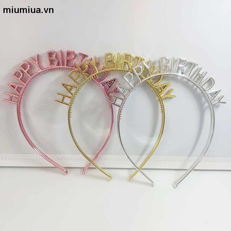 miumiuaCài Tóc Chữ HAPPY BIRTHDAY, Bờm Tóc Sinh Nhật Đính Đá Kim Cương Lấp Lánh Sang Trọng Dành Cho Nữ