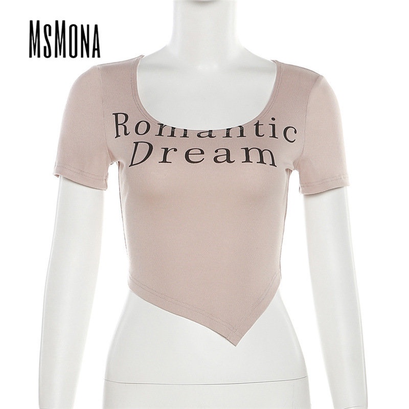 Áo Thun Tay Ngắn Cổ Tròn Dáng Ôm In Chữ Thời Trang 2023 Cho Nữ